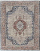 2' X 3' Gray Red And Blue Floral Power Loom Stain Resistant Area Rug