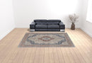 2' X 3' Gray Red And Blue Floral Power Loom Stain Resistant Area Rug