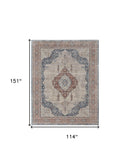 2' X 3' Gray Red And Blue Floral Power Loom Stain Resistant Area Rug