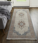 2' X 3' Gray Red And Blue Floral Power Loom Stain Resistant Area Rug