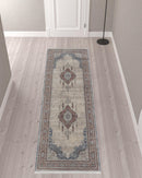 2' X 3' Gray Red And Blue Floral Power Loom Stain Resistant Area Rug