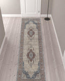 2' X 3' Gray Red And Blue Floral Power Loom Stain Resistant Area Rug