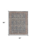 8' X 10' Blue And Red Floral Power Loom Stain Resistant Area Rug