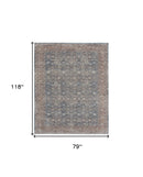 8' X 10' Blue And Red Floral Power Loom Stain Resistant Area Rug