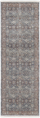 8' X 10' Blue And Red Floral Power Loom Stain Resistant Area Rug