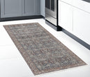 8' X 10' Blue And Red Floral Power Loom Stain Resistant Area Rug