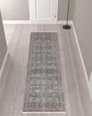 8' X 10' Blue And Red Floral Power Loom Stain Resistant Area Rug