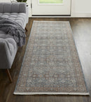 8' X 10' Blue And Red Floral Power Loom Stain Resistant Area Rug