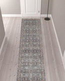 8' X 10' Blue And Red Floral Power Loom Stain Resistant Area Rug