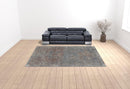 7' X 10' Blue Red And Gray Floral Power Loom Stain Resistant Area Rug