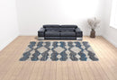 8' X 10' Ivory Gray And Blue Chevron Power Loom Stain Resistant Area Rug