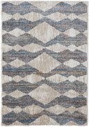 8' X 10' Ivory Gray And Blue Chevron Power Loom Stain Resistant Area Rug