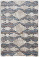 8' X 10' Ivory Gray And Blue Chevron Power Loom Stain Resistant Area Rug