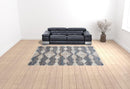 8' X 10' Ivory Gray And Blue Chevron Power Loom Stain Resistant Area Rug