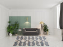 8' X 10' Ivory Gray And Blue Chevron Power Loom Stain Resistant Area Rug
