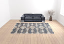 8' X 10' Ivory Gray And Blue Chevron Power Loom Stain Resistant Area Rug