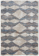 8' X 10' Ivory Gray And Blue Chevron Power Loom Stain Resistant Area Rug