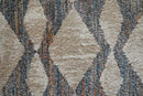 8' X 10' Ivory Gray And Blue Chevron Power Loom Stain Resistant Area Rug