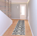 8' X 10' Ivory Gray And Blue Chevron Power Loom Stain Resistant Area Rug