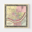 Vintage Map of Cincinnati, Ohio 1860