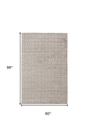 8' X 10' White And Silver Striped Hand Woven Area Rug