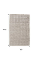 8' X 10' White And Silver Striped Hand Woven Area Rug