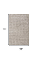 8' X 10' White And Silver Striped Hand Woven Area Rug