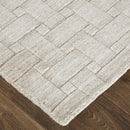 8' X 10' White And Silver Striped Hand Woven Area Rug