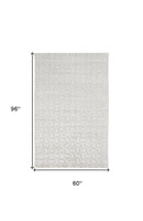 8' X 10' White And Silver Striped Hand Woven Area Rug