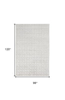 8' X 10' White And Silver Striped Hand Woven Area Rug