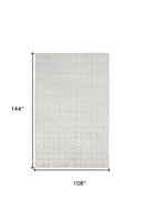 8' X 10' White And Silver Striped Hand Woven Area Rug