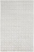 8' X 10' White And Silver Striped Hand Woven Area Rug