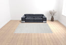 8' X 10' White And Silver Striped Hand Woven Area Rug