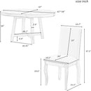 Farmhouse Round Extendable Dining Table Set Oak Finish with Upholstered Chairs