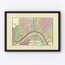 Vintage Map of New Orleans, Louisiana 1890