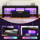 Black LED TV Stand With Large Storage Drawer For TVs Up To 55 Inches