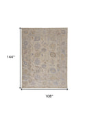 2' X 3' Tan Orange And Blue Floral Hand Knotted Stain Resistant Area Rug