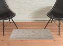2' X 3' Tan Orange And Blue Floral Hand Knotted Stain Resistant Area Rug