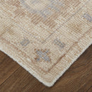 2' X 3' Tan Orange And Blue Floral Hand Knotted Stain Resistant Area Rug