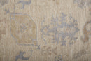 2' X 3' Tan Orange And Blue Floral Hand Knotted Stain Resistant Area Rug