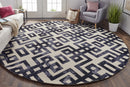 8' X 11' Ivory And Black Wool Tufted Handmade Area Rug