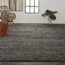 8' X 11' Purple and Gray Wool Hand Woven Distressed Area Rug