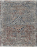 7' X 10' Blue Red And Gray Floral Power Loom Stain Resistant Area Rug
