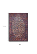 10' X 14' Ivory and Blue Floral Power Loom Area Rug