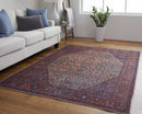 10' X 14' Ivory and Blue Floral Power Loom Area Rug