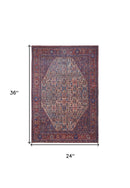 10' X 14' Ivory and Blue Floral Power Loom Area Rug