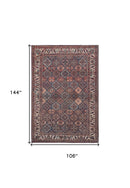 10' X 14' Ivory and Blue Floral Power Loom Area Rug