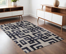 8' X 11' Ivory And Black Wool Tufted Handmade Area Rug