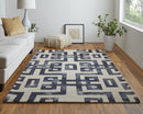 8' X 11' Ivory And Black Wool Tufted Handmade Area Rug