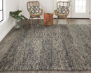 8' X 11' Purple and Gray Wool Hand Woven Distressed Area Rug